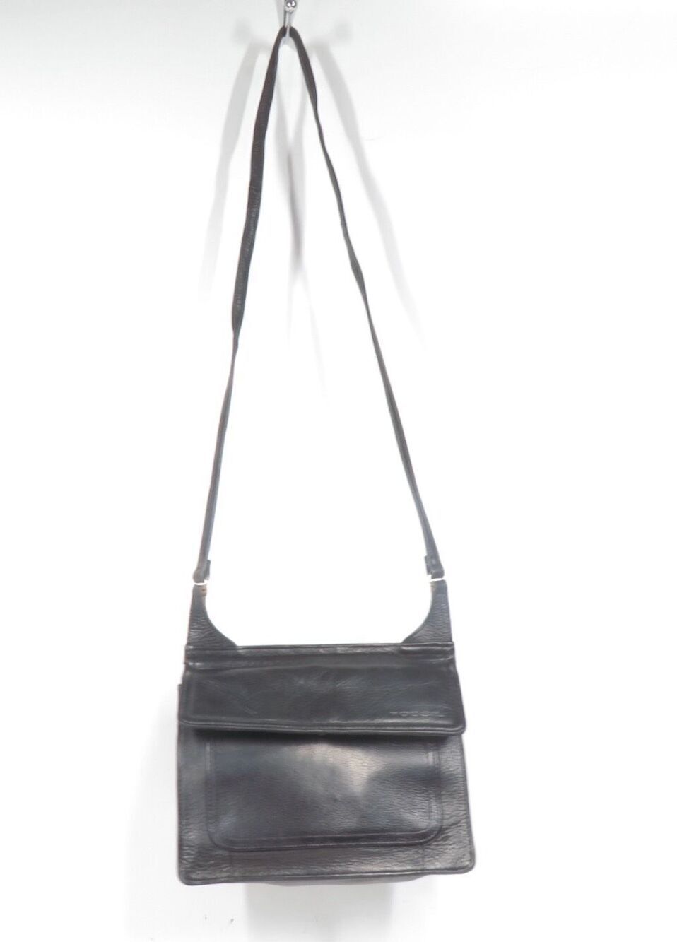 Vintage Fossil Double Sided Black Leather Crossbody Flap Bag